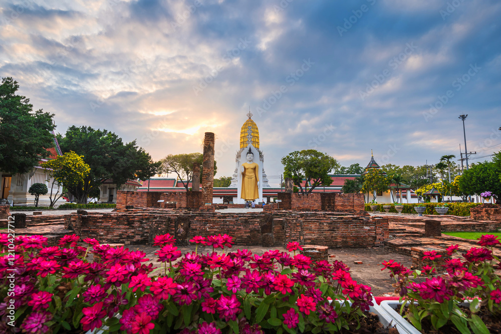 Old Buddha statue at Wat Phra Si Rattana Mahathat also colloquially referred to as Wat Yai is a Buddhist temple (wat) It is a major tourist is Public places attraction Phitsanulok,Thailand.