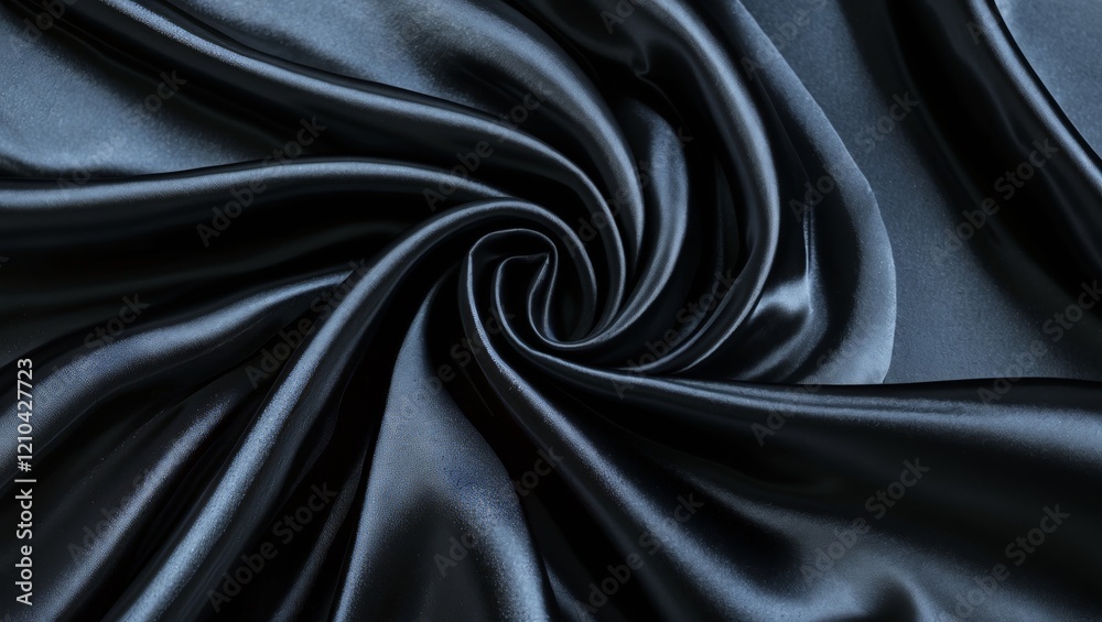 Fototapeta premium Luxurious black satin fabric with silk base texture