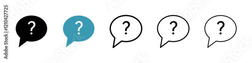 Question icons vector pack in black and blue colors