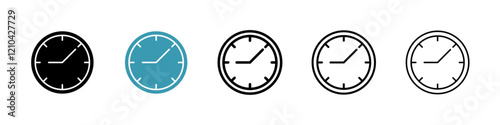 Time icons vector pack in black and blue colors