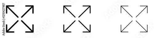 Expand icons vector pack in black and blue colors