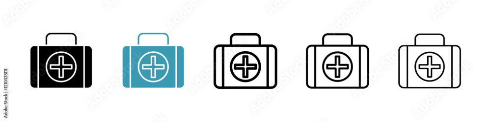 Doctor bag icons vector pack in black and blue colors Doctor bag icons vector pack in black and blue colors