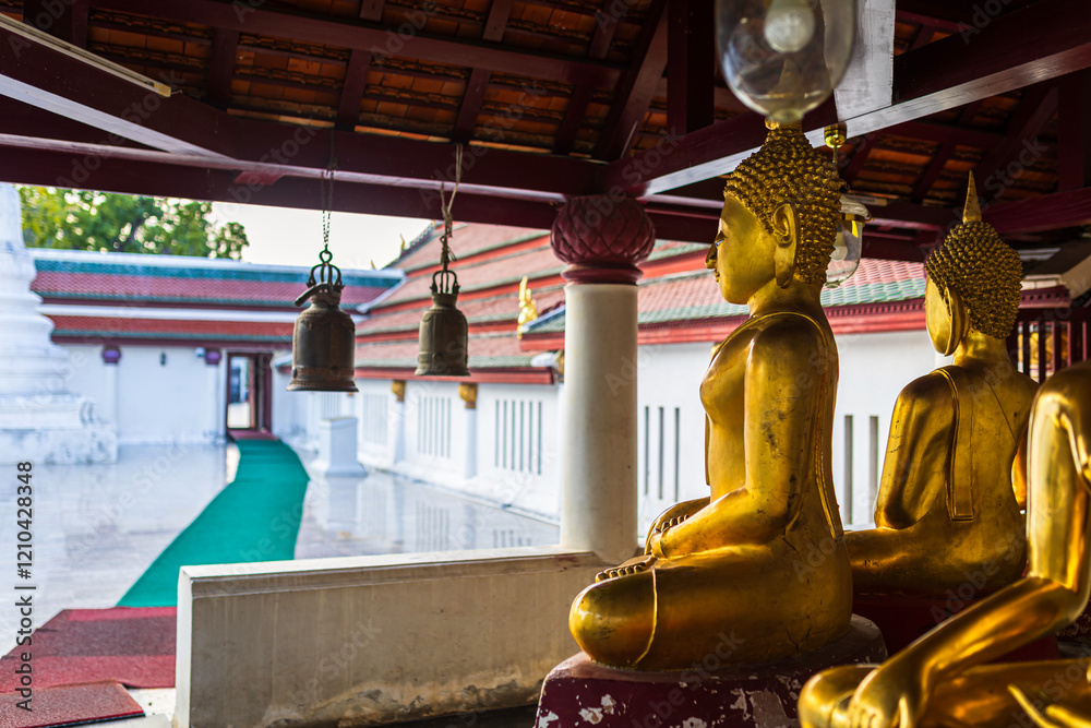 Old Beautiful Golden Buddha Many statues at Wat Phra Si Rattana Mahathat also colloquially referred to as Wat Yai is a Buddhist temple It is a major tourist is Public places in Phitsanulok,Thailand.