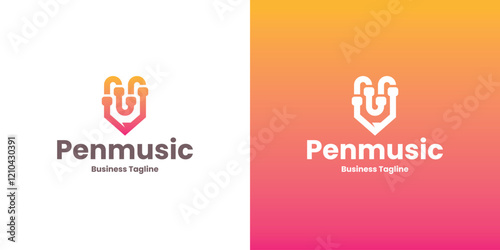 pencil music logo vector