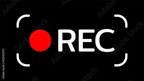 Rec icon camera video Red dot. recording sign vector illustration
