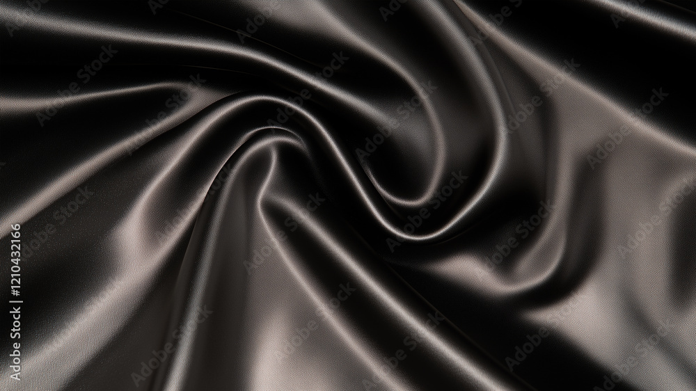 Fototapeta premium luxurious black fabric background with premium wave cloth for a Christmas, Holidays, or Black Friday background, with a dynamic and flowing feel 