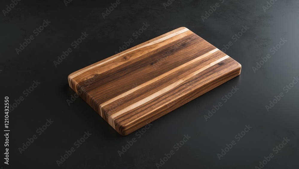 Rectangular wooden cutting board on black surface Rectangular wooden cutting board on black surface