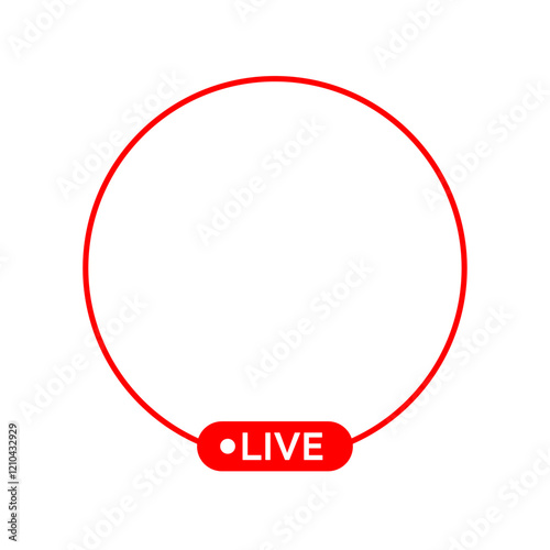 Live icon streaming Circle button, Online stream, Vector illustration