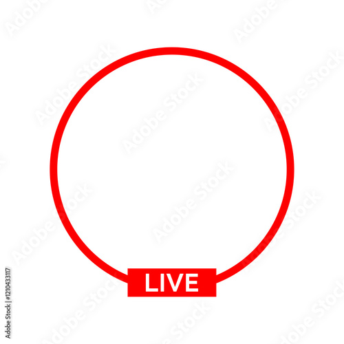Live icon streaming Circle button, Online stream, Vector illustration