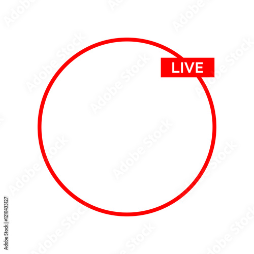 Live icon streaming Circle button, Online stream, Vector illustration
