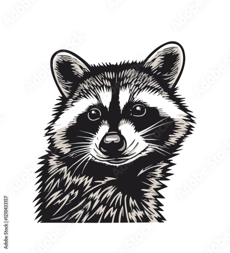 Colorful Raccoon Vector Illustration on White Background
