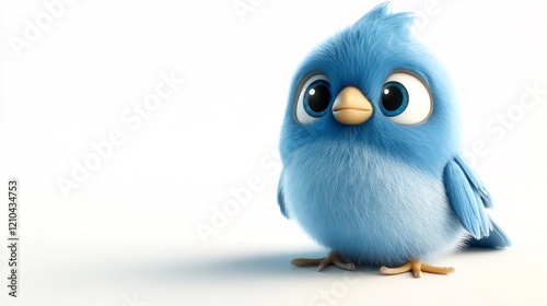 Wallpaper Mural Adorable Fluffy Blue Bird: A 3D Rendered Cartoon Character Torontodigital.ca