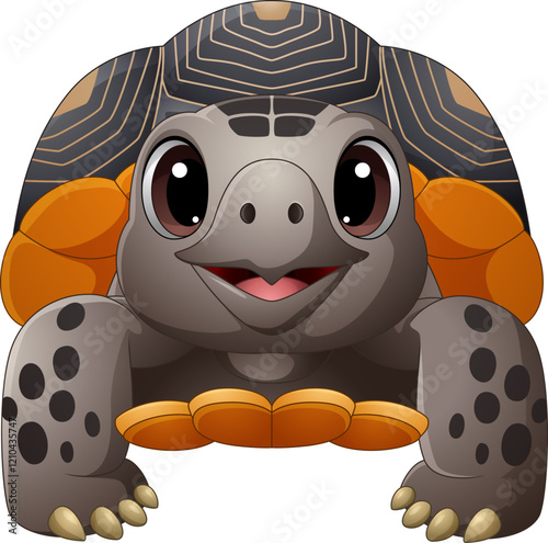 Illustration of cartoon happy turtle