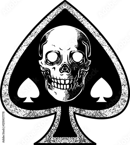 Hand-drawn spade suit symbol from playing cards, perfect for logos, t-shirt designs, or graphic elements. A bold and classic design for creative projects or branding.