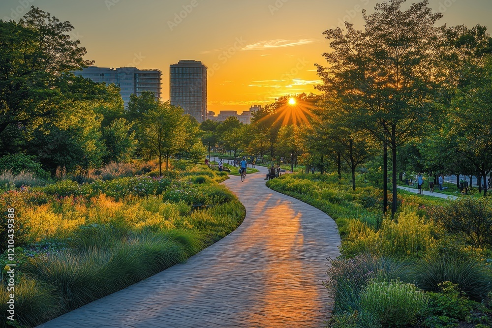 Fototapeta premium Bicycle Path Surrounded by Greenery in Washington DC