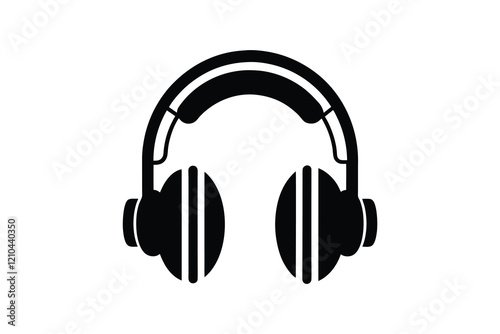 Headphones icon isolated on white background, audio device  