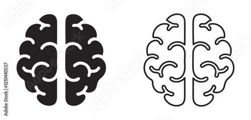 Human brain icon set in filed and line style. Vector illustration