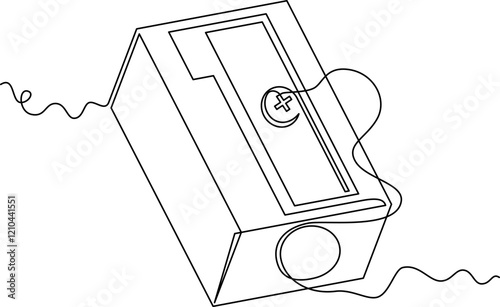 one line art pencil sharpener vector illustration. line art, one continuous line, simple, hand drawn and sketch style. for icons, symbols, signs or logos. PNG