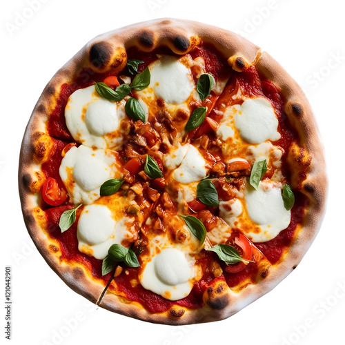 Regina Style Pizza Isolated on Transparent Background for Food Photography  
