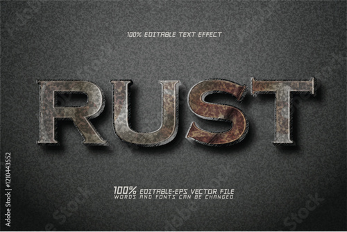 rust old iron editable text effect	
