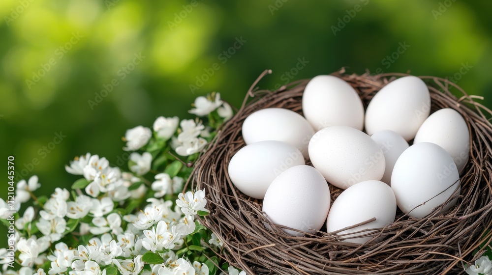 White Eggs in Bird Nest Spring Nature White Eggs in Bird Nest Spring Nature