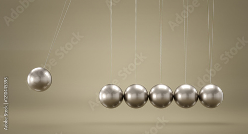 Newton's cradle illustrating cause and effect photo