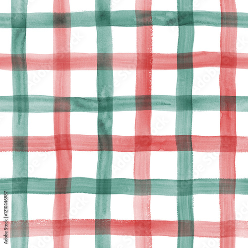 Watercolor stripe gingham s...