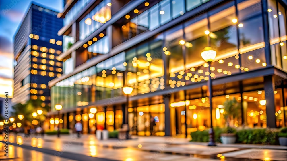 Obraz premium Commercial Building With Blurred Bokeh Background