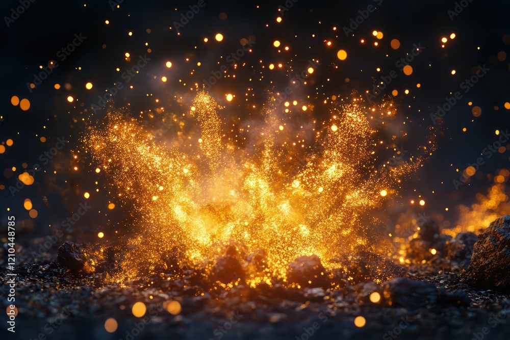 Fototapeta premium Vibrant explosions of golden light symbolizing the exuberance of joy