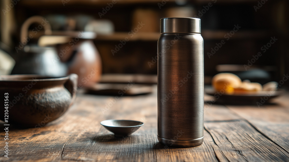 bronze tea thermos isolated on amazing background bronze tea thermos isolated on amazing background