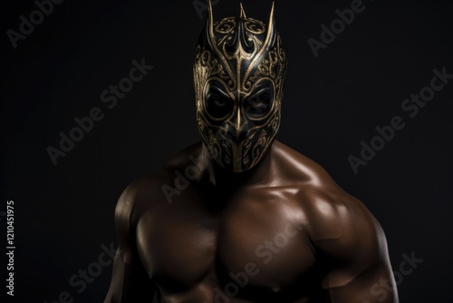 Luchador Principie de Seda - Mexican Wrestler Wearing Traditional Mask in Dramatic Evening Portrait