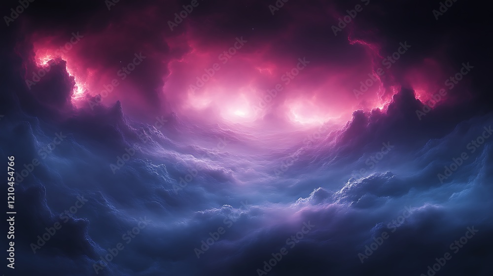 Fototapeta premium Pink and Blue Nebula Cloudscape Fantasy Landscape