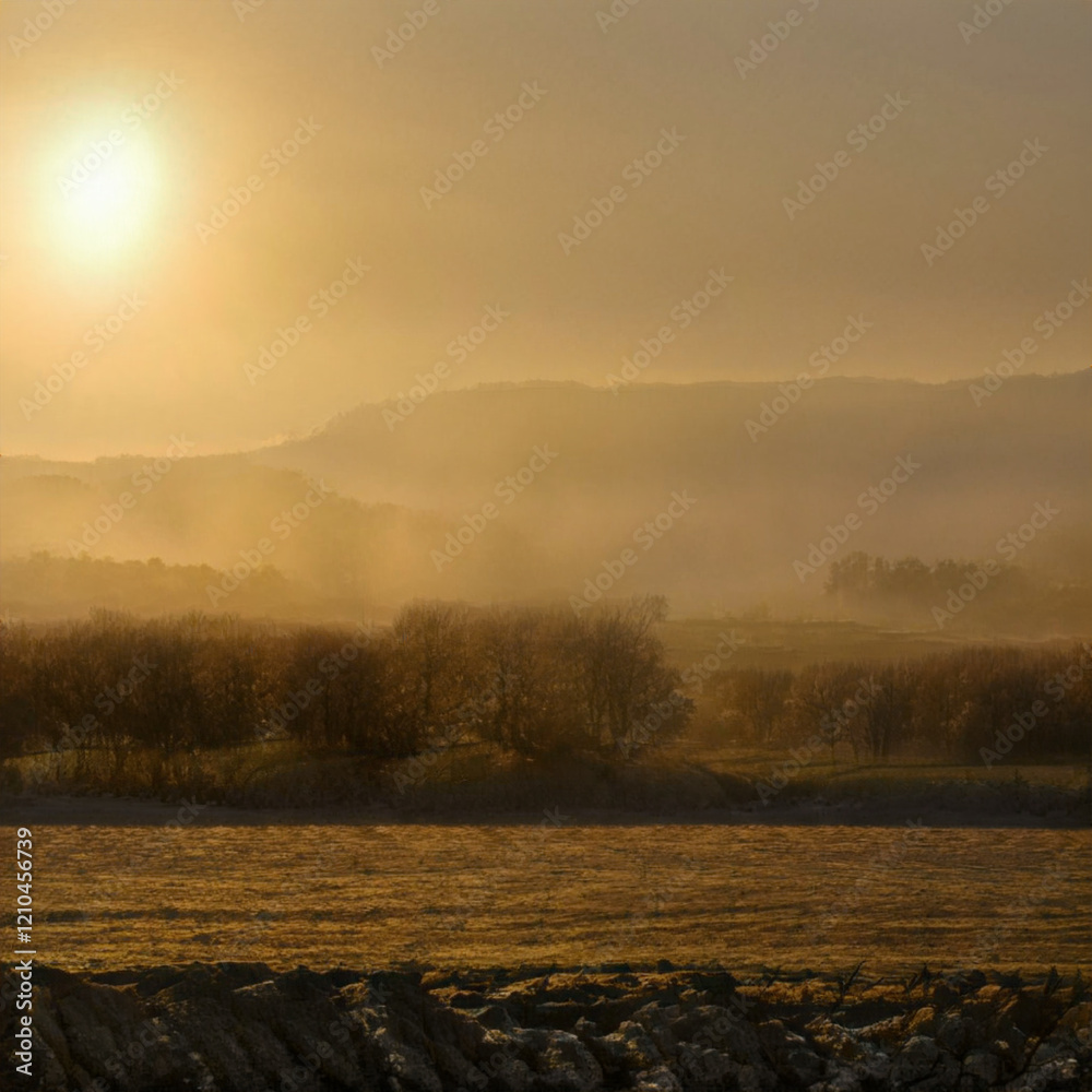 Naklejka premium misty morning on the river