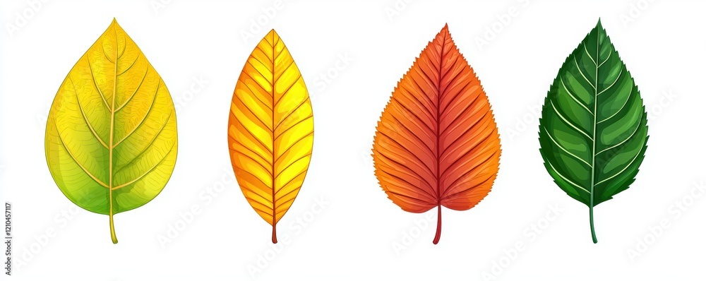 Obraz premium Autumn leaf change showcase nature digital artwork colorful leaves close-up seasonal transition