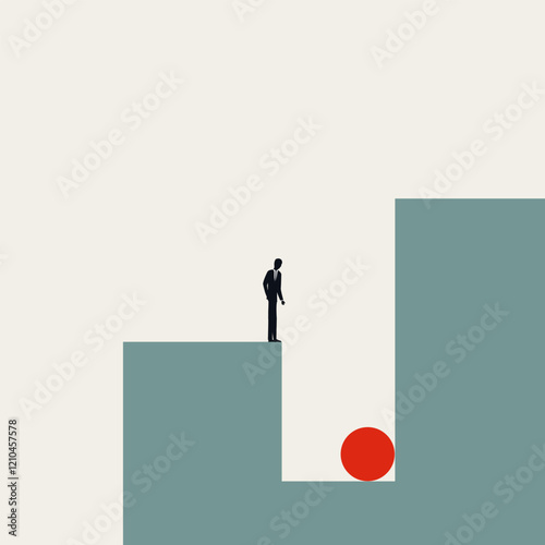 Business challenge or obstacle vector concept. Symbol of looking for solution, strategy, plan. Minimal design eps10 illustration.