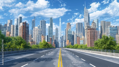 modern cityscape with a view from the road, ultra realistic 