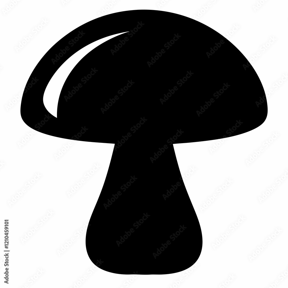 Elegant Black Mushroom Silhouette Vector Art Elegant Black Mushroom Silhouette Vector Art