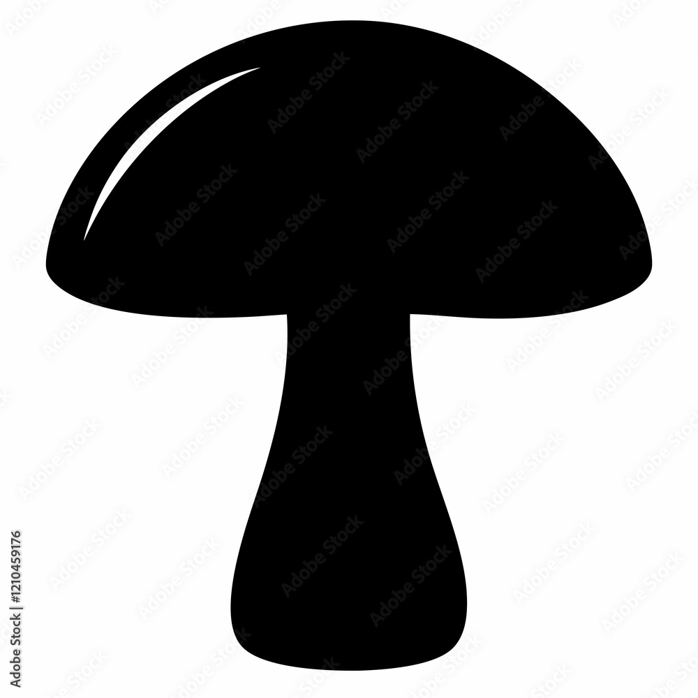 Elegant Black Mushroom Silhouette Vector Art Elegant Black Mushroom Silhouette Vector Art