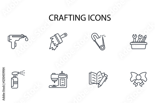 Crafting icon set.vector.Editable stroke.linear style sign for use web design,logo.Symbol illustration.