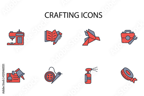 Crafting icon set.vector.Editable stroke.linear style sign for use web design,logo.Symbol illustration.