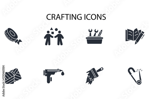 Crafting icon set.vector.Editable stroke.linear style sign for use web design,logo.Symbol illustration.