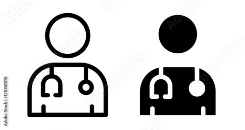Doctor Icons vectors. black solid and liner versions