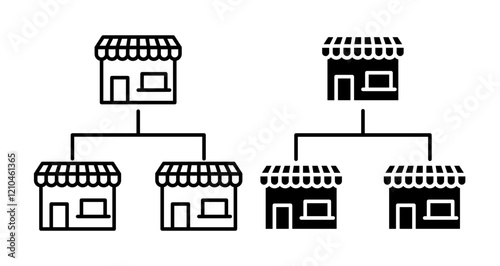 Franchise icons set in black filled and stroke line style
