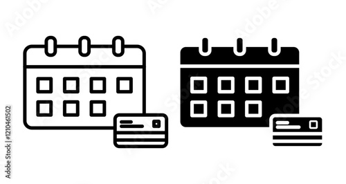 Annual fee Icons vectors. black solid and liner versions
