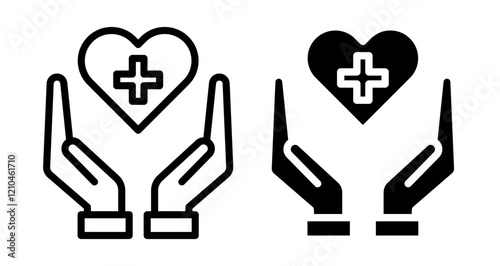 Health care Icons vectors. black solid and liner versions
