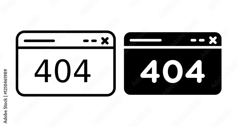 404 Error Icons vectors. black solid and liner versions 404 Error Icons vectors. black solid and liner versions