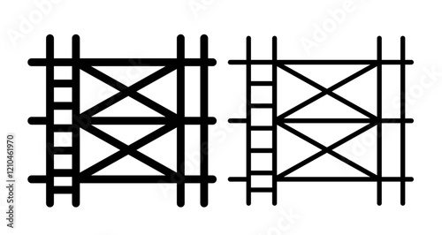 Scaffolding Icons vectors. black solid and liner versions