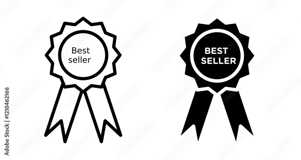 Best seller Icons vectors. black solid and liner versions Best seller Icons vectors. black solid and liner versions