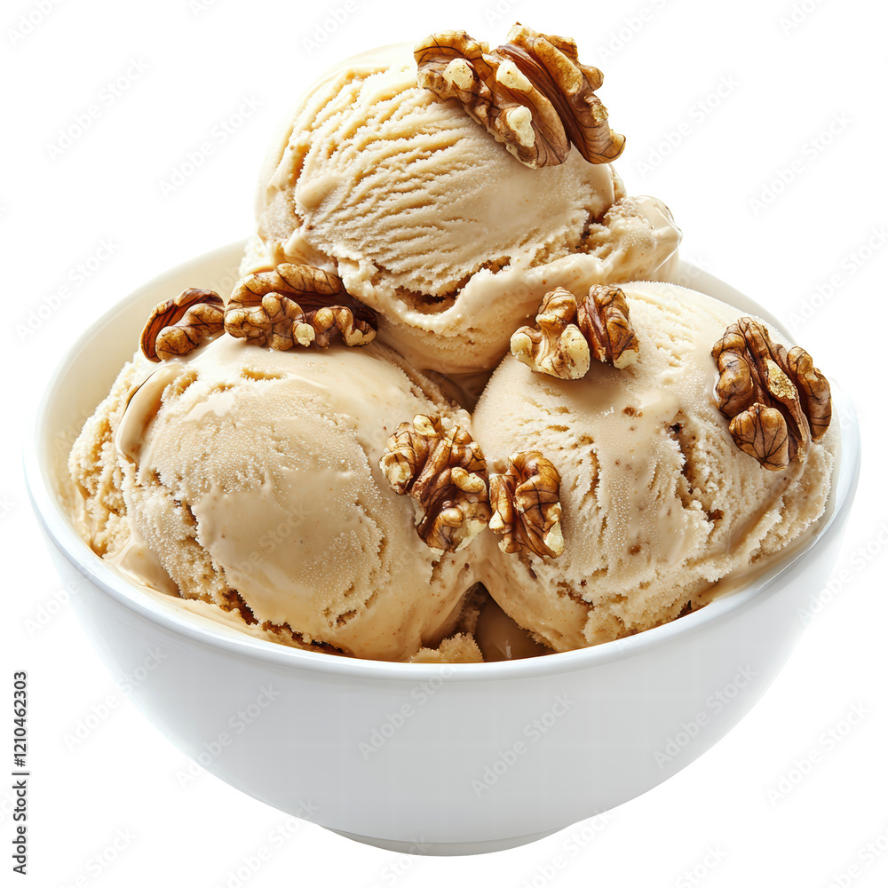 Isolated Ice Cream with Walnut Topping Isolated Ice Cream with Walnut Topping