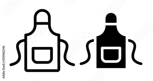Apron icons in black and blue set